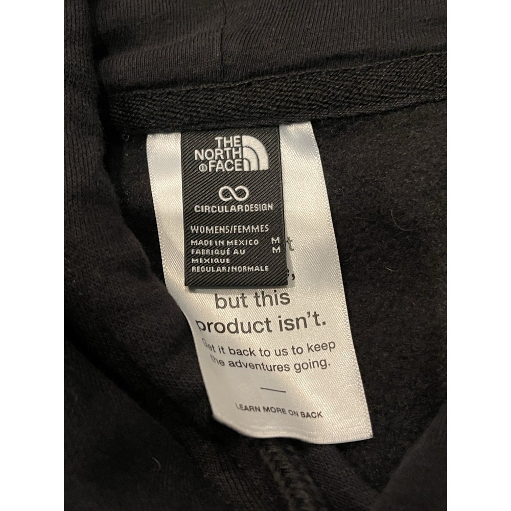 The North Face Hoodie Women's Medium Black Blue Graphic Pullover Sweatshirt - Picture 7 of 9